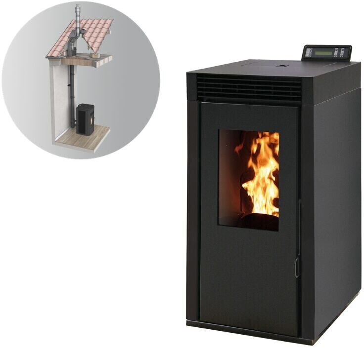 Interstoves Marina 8 kW étanche avec kit conduit 100/150 WiFi télécommande noir