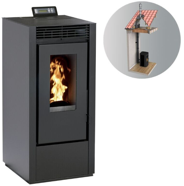 Interstoves Marina 14 kW étanche canalisable avec kit 80/125 WiFi télécommande noir