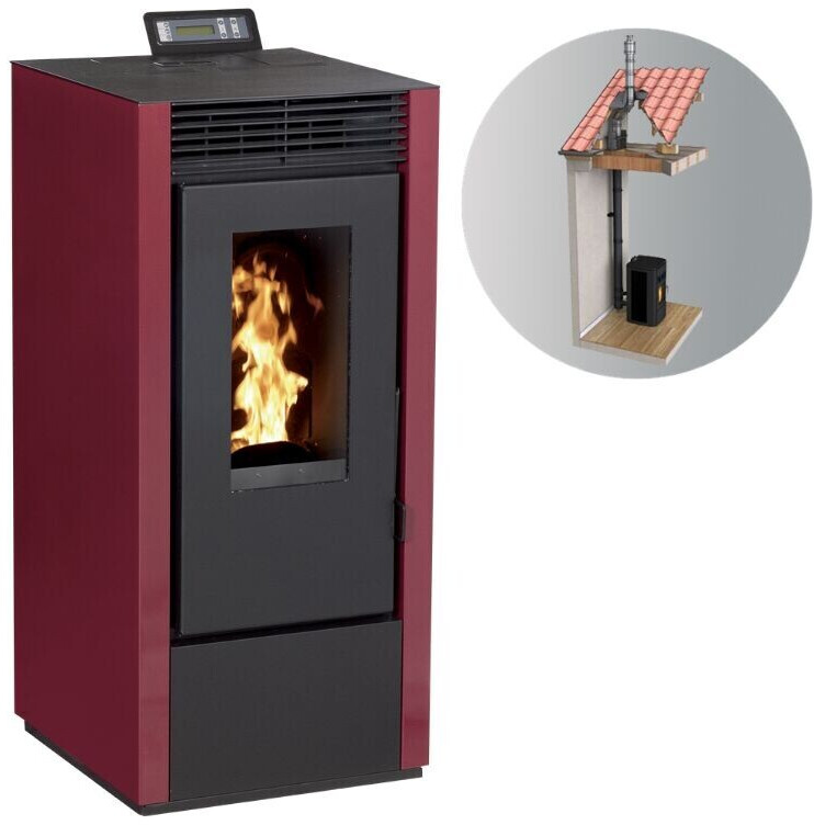 Interstoves Marina 14 kW étanche canalisable avec kit 100/150 WiFi télécommande 100/150 bordeaux