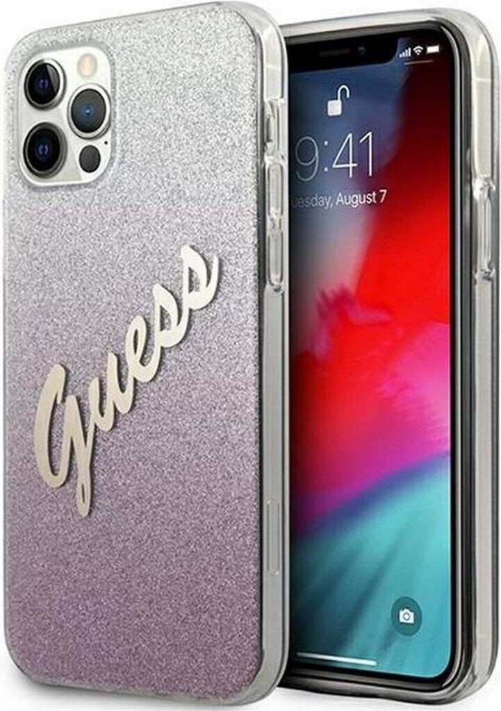 Guess Hard Cover Vintage Glitter Pink, für Apple iPhone 12 Pro Max, GUHCP12LPCUGLSPI, Blister (GUHCP12LPCUGLSPI)