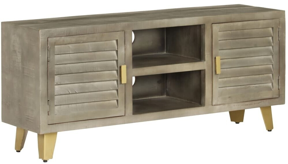 vidaXL Meuble TV en bois de manguier gris 110 x 30 x 48 cm