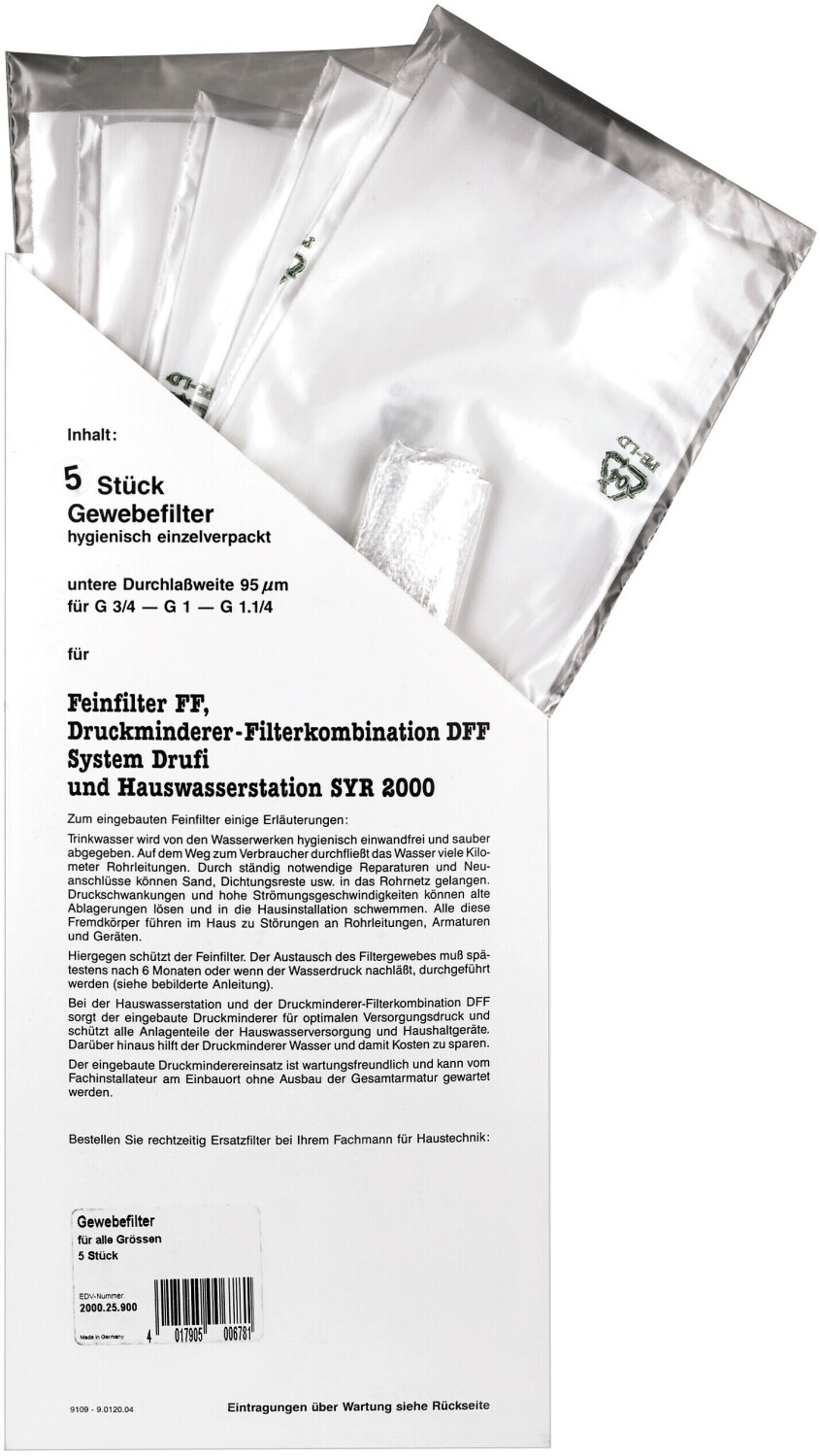 SYR Fabric Filter 2000 95µm for Drufi DFF/FF (5 Pcs.)