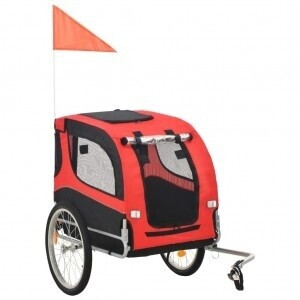 vidaXL Dog Trailer with Safety Flag red/black (91765)