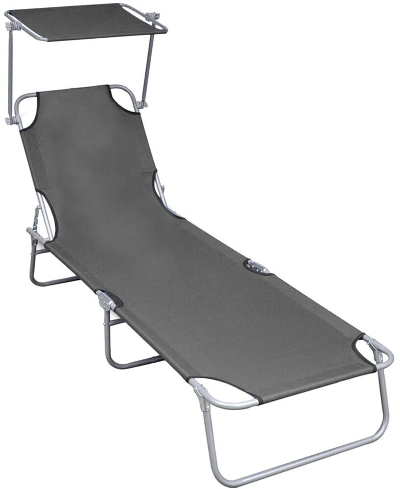 vidaXL Folding Sun Lounger gray
