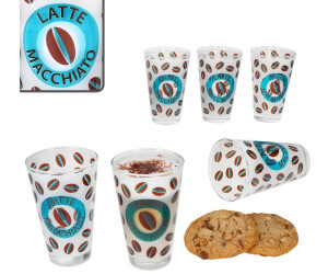 MamboCat Set of 6 Cremona Latte Macchiato glasses 240ml blue coffee cocoa