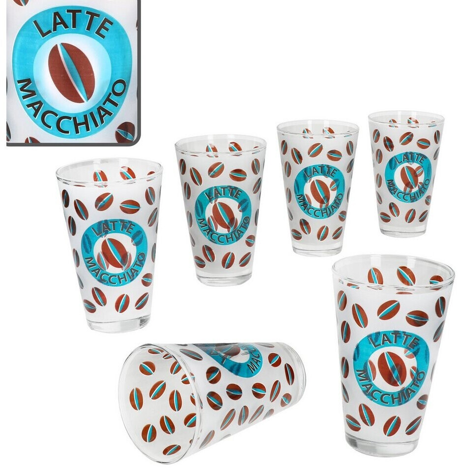 MamboCat MamboCat Set of 6 Cremona Latte Macchiato glasses 240ml blue coffee cocoa - side view
