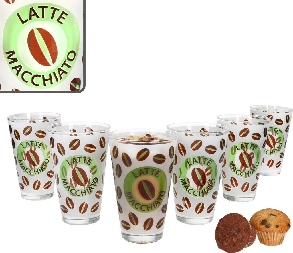 MamboCat MamboCat Set of 6 Cremona Latte Macchiato glasses 240ml green coffee cocoa - Product image 1 of 6