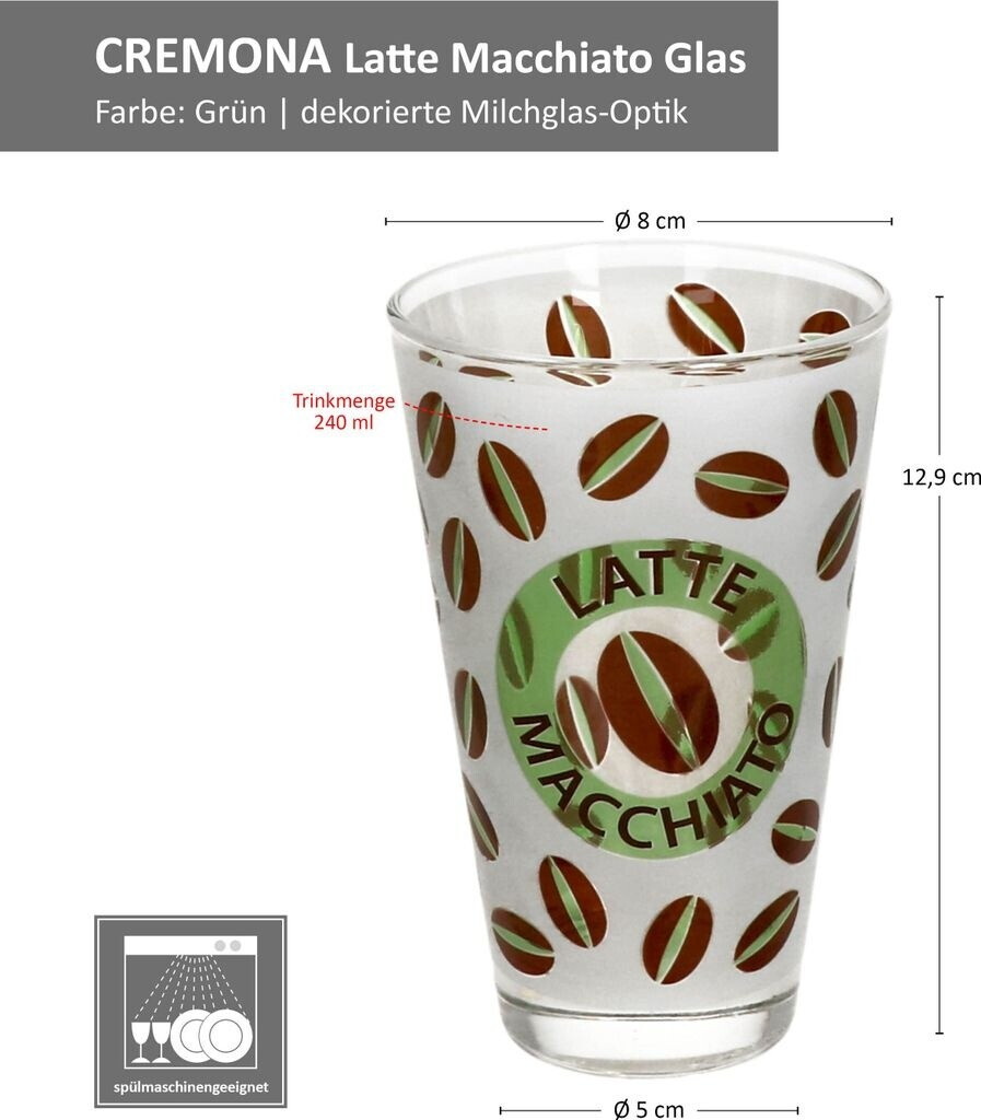 MamboCat MamboCat Set of 6 Cremona Latte Macchiato glasses 240ml green coffee cocoa - view 6