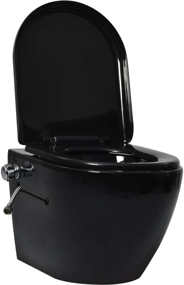 vidaXL all Hung Rimless Toilet with Bidet Function Ceramic Black (145782)
