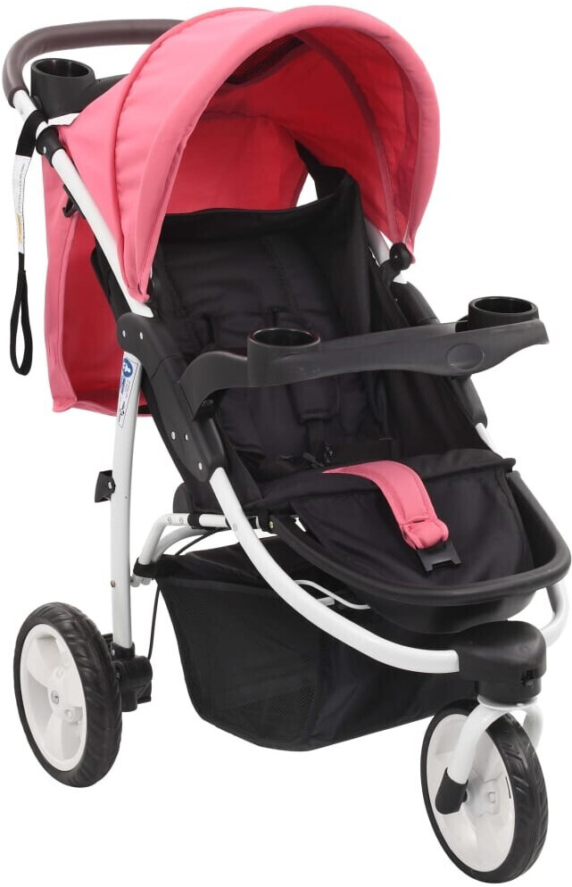 vidaXL Buggy 3 wheels pink & black