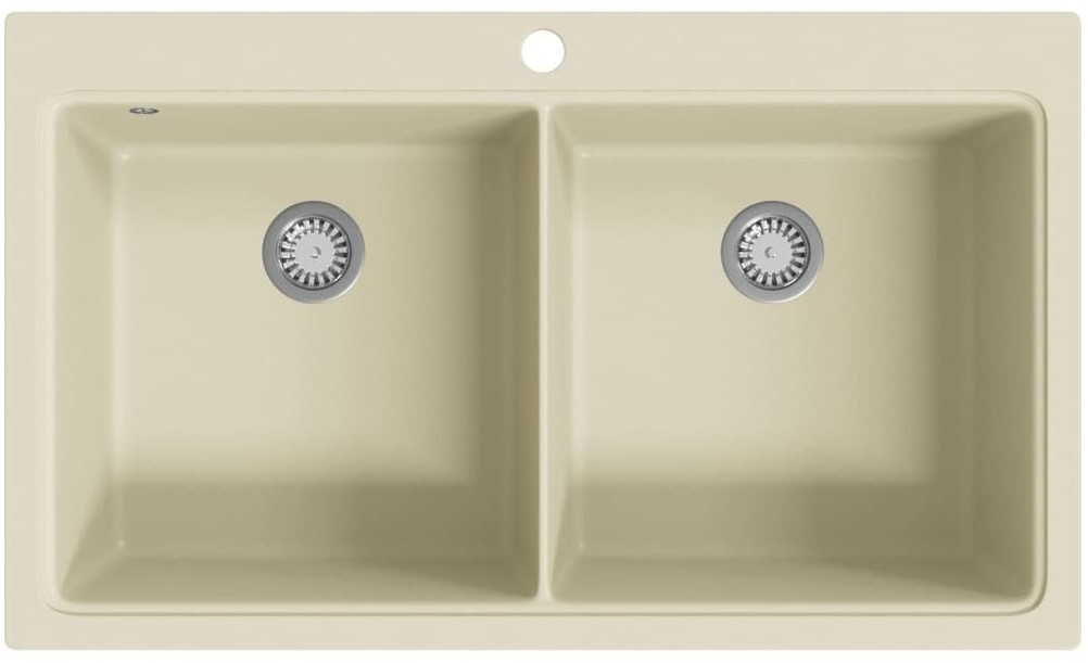 vidaXL Évier de cuisine encastrable à 2 bacs en granite 86 x 51 cm beige (144851)