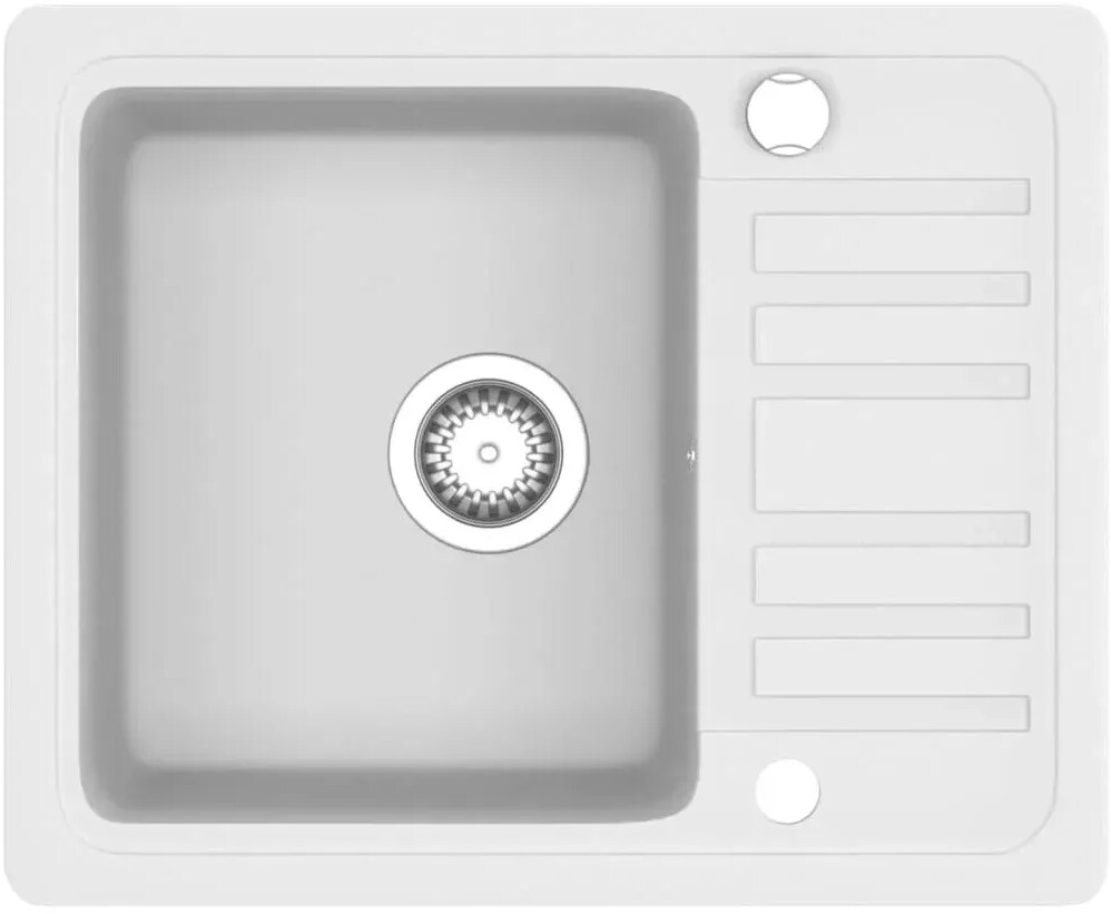 vidaXL Granite Kitchen Sink Single Basin White (144861)