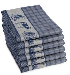 Damai DDDDD tea towel dutchie set 6 pcs. blue