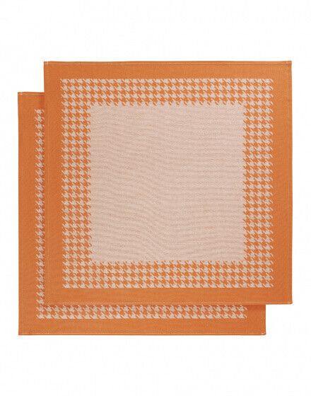 De Witte Lietaer Tea towel pied poule (2 pcs.) 65 x 65 cm white/orange