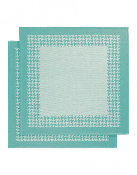 De Witte Lietaer Tea towel pied poule (2 pcs.) 65 x 65 cm aqua