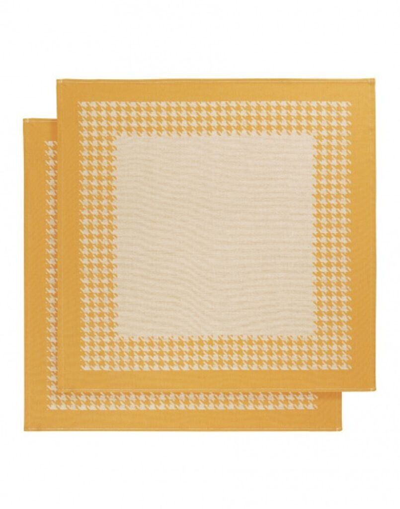 De Witte Lietaer Tea towel pied poule (2 pcs.) 65 x 65 cm ochre