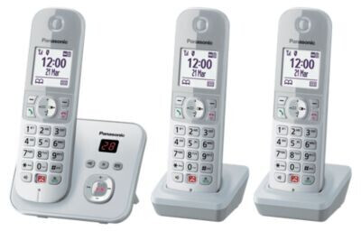 Panasonic KX-TGC252SPS Digitale Draadloze Telefoon Voor Senioren Met Belblokkering Gemakkelijk Af Te Lezen Handsfree Wekker Twee Telefoons Zilverkleurig