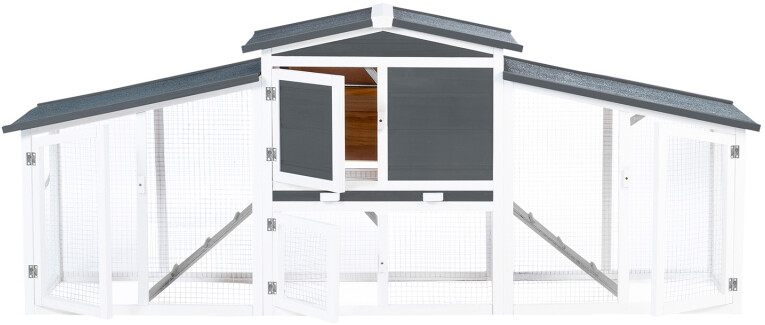 IDMarket Poulailler luxe XXL en bois gris avec pondoir (14190)