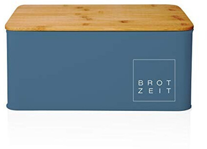 Lumaland LuBread box metal with bamboo lid rectangular 30.5 x 23 x 14 cm Blue