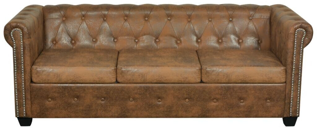 vidaXL Canapé Chesterfield 3 places marron