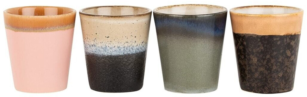 HKliving Set of 4 espresso cups with handles BLACK / PINK / GRAY one size