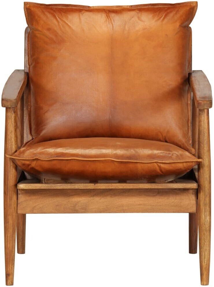 vidaXL Fauteuil en cuir et bois d'acacia marron