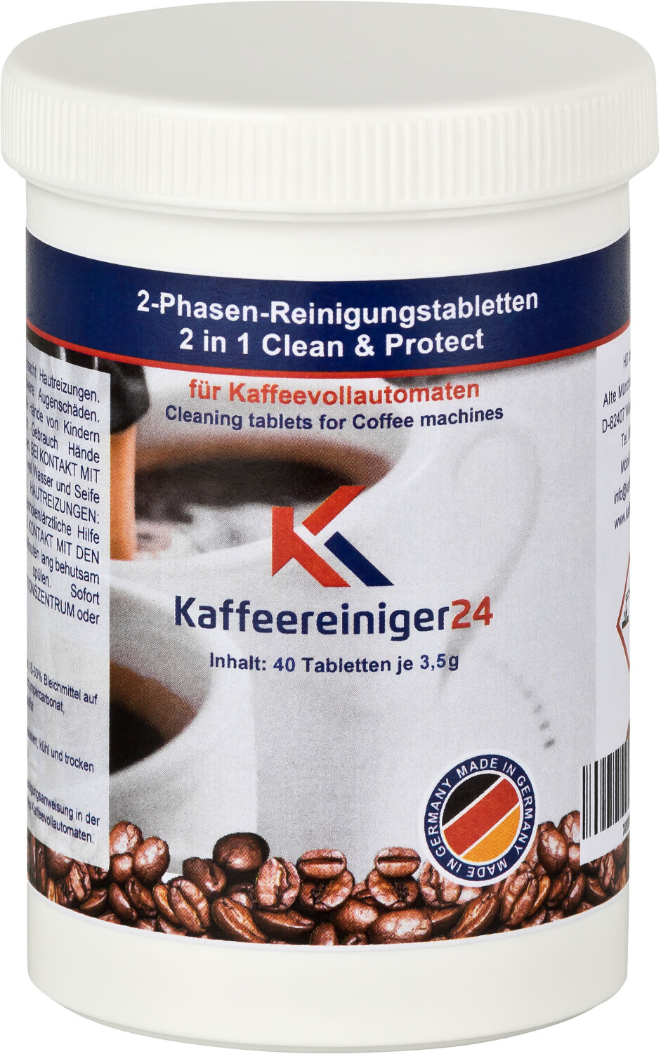 Kaffeereiniger24 2-Phasen Reinigungstabletten für Kaffeevollautomat 40  Stück a´3,5g ab 16,49 €