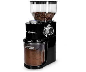 18 Mahlgrade für bis zu 14 Tassen Kaffee Navaris Elektrische Kaffeemühle mit Edelstahl Scheibenmahlwerk Kaffee Mühle Metallic Silber 200W