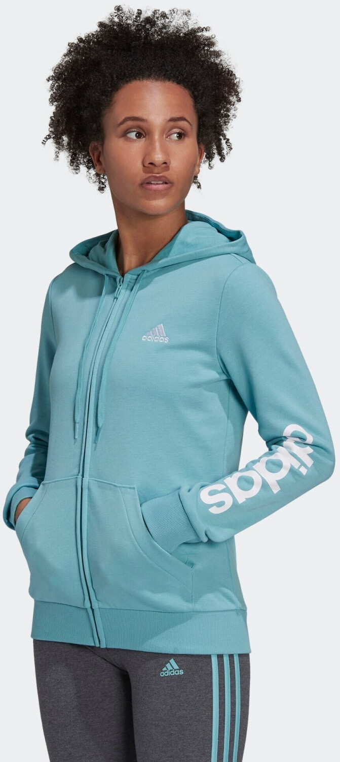 Adidas Essentials Logo FullZip Hoodie Mint Ton / White (H07751) desde