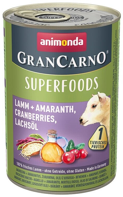 Animonda GranCarno Superfood Lamb, Amaranth, Cranberries and Salmon Oil 400g