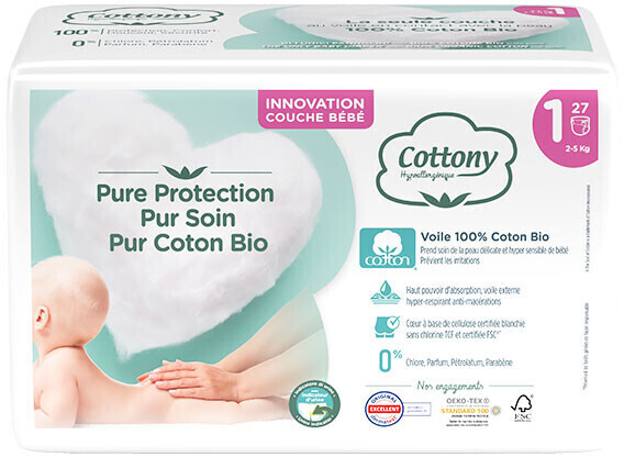 Cottony Taille 1 (2-5 kg) 27 couches