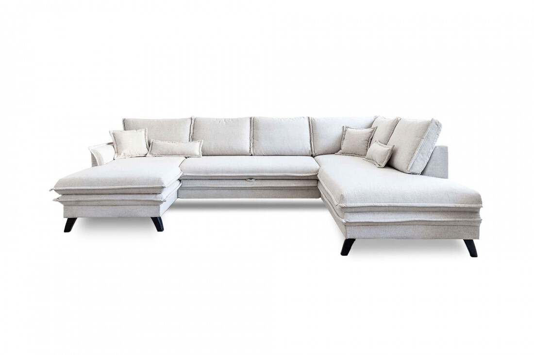 Bobochic Canapé d'angle droit panoramique Boho beige