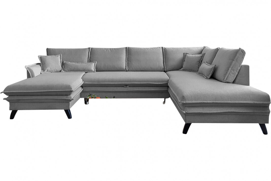 Bobochic Canapé d'angle droit panoramique Boho gris
