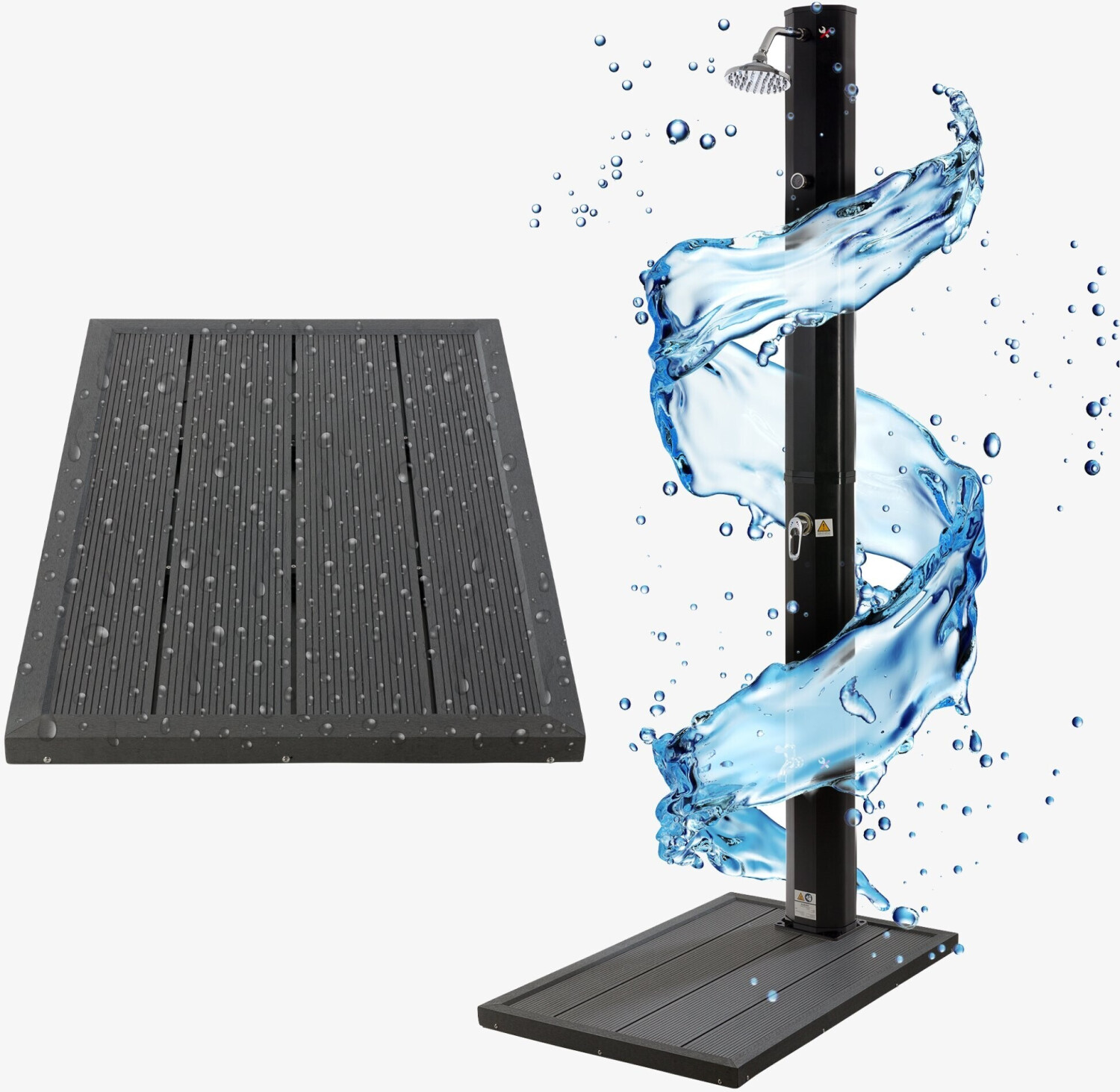 Arebos Solar shower 35l with base plate Black