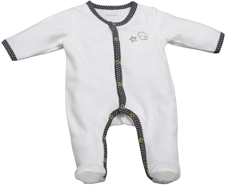Sauthon Pyjama velours Babyfan blanc/gris