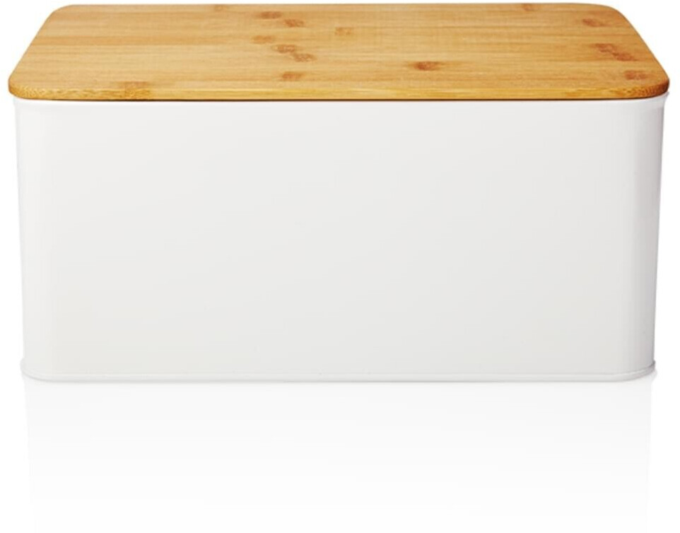 Lumaland Bread Bin with Bamboo Lid 30,5 x 23,5 x 14 cm white
