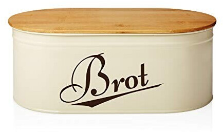 Lumaland Cuisine Bread Bin with Bamboo Lid oval 36 x 20 x 13,8 cm beige