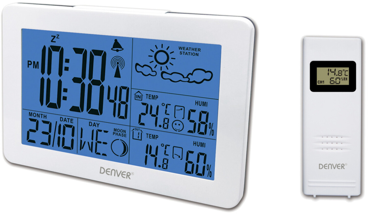 Hama - Estación meteorológica interior y exterior con Reloj digital  (Weather station con función reloj y fecha, medición tempera