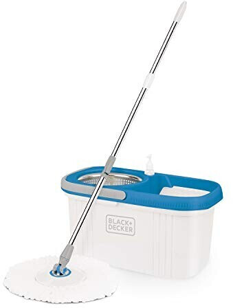 Black & Decker BXBK0001GB 360 ° mop with plastic bucket and stainless steel centrifugal drum, 44 x 24 x 23 cm, white, BXBK1GB