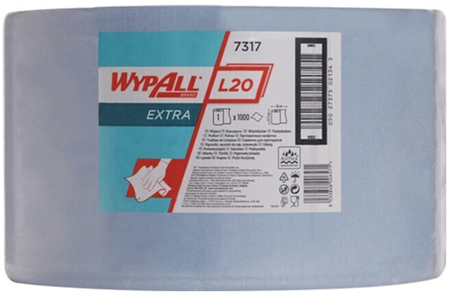 Kimberly-Clark Wiping cloth WYPALL L20 EXTRA + L380xW235 approx. Mm blue 2-ply