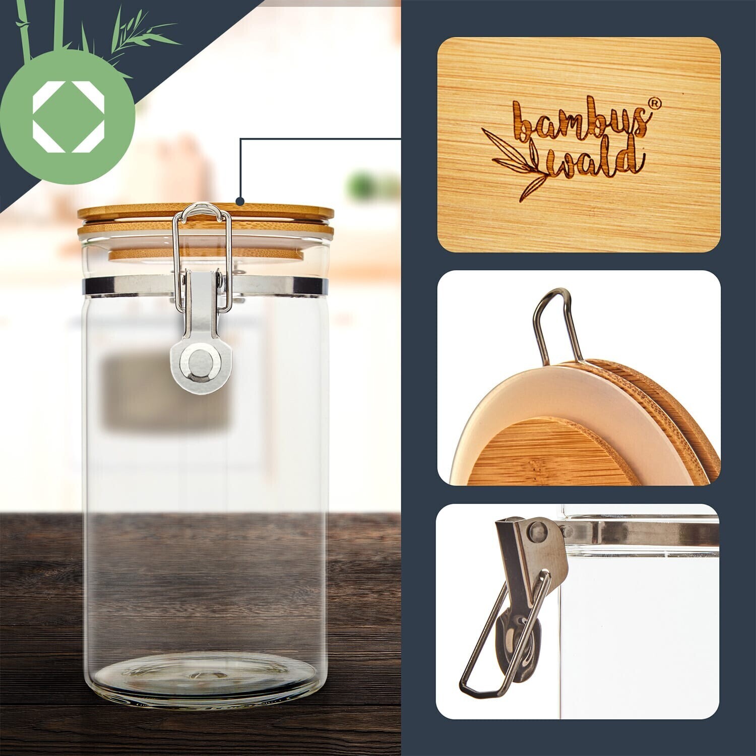 Klarstein Glass Set with Bamboo Lid 3 pcs