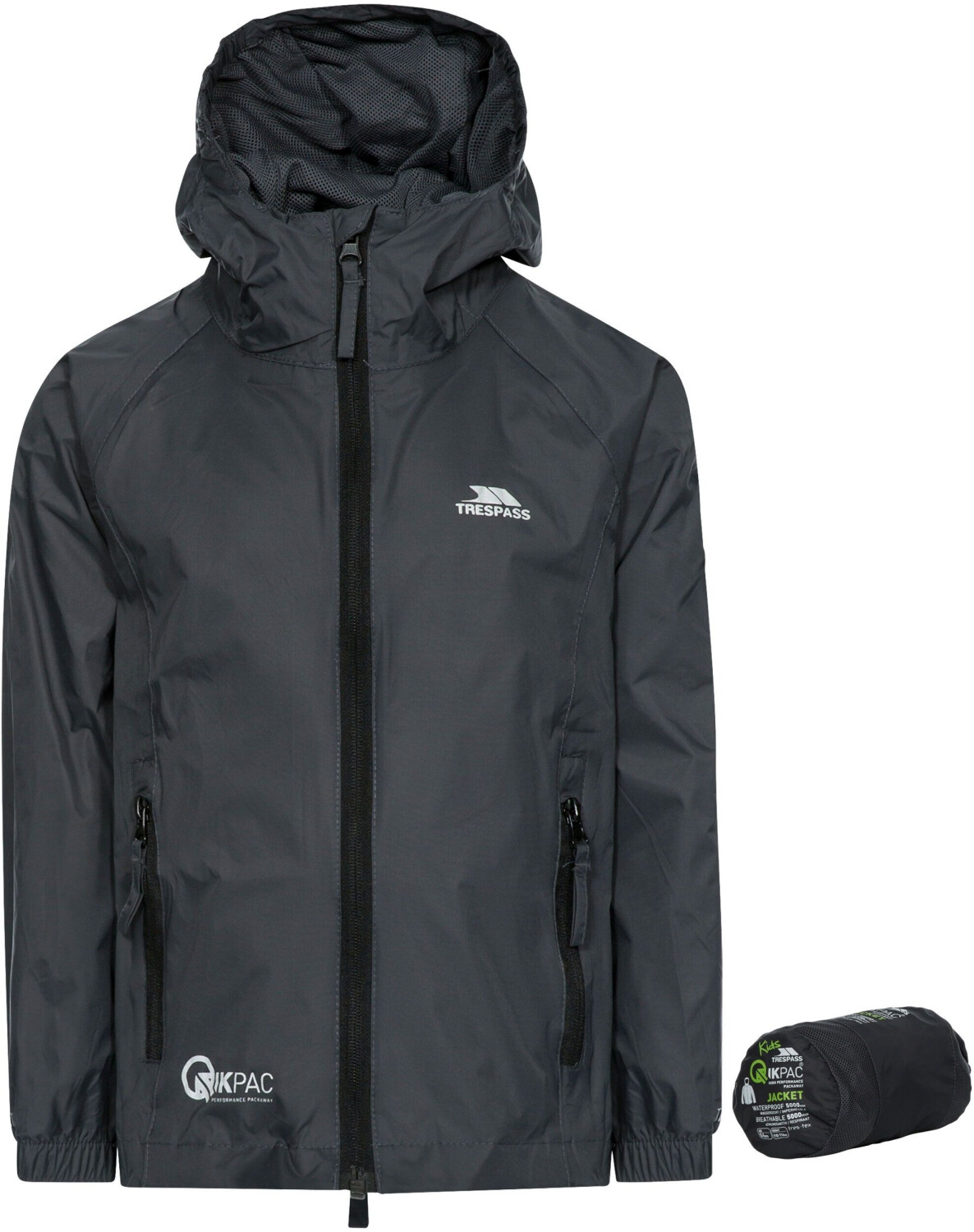 Trespass Qikpac Packaway Rain Jacket Kids flint