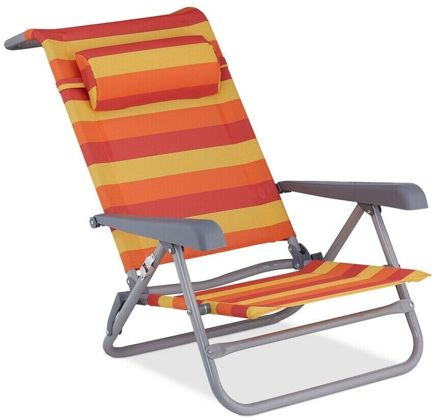 Relaxdays Foldable Sunlounger with Neck Pillow Stripes