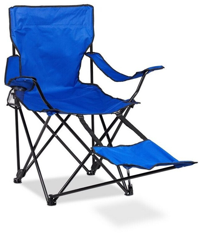 Relaxdays Camping Chair with Footrest blue