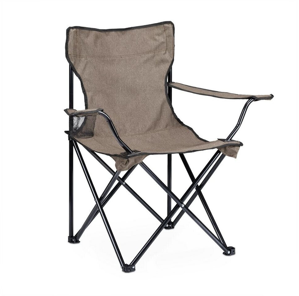 Relaxdays Camping Chair with Drink Holder beige
