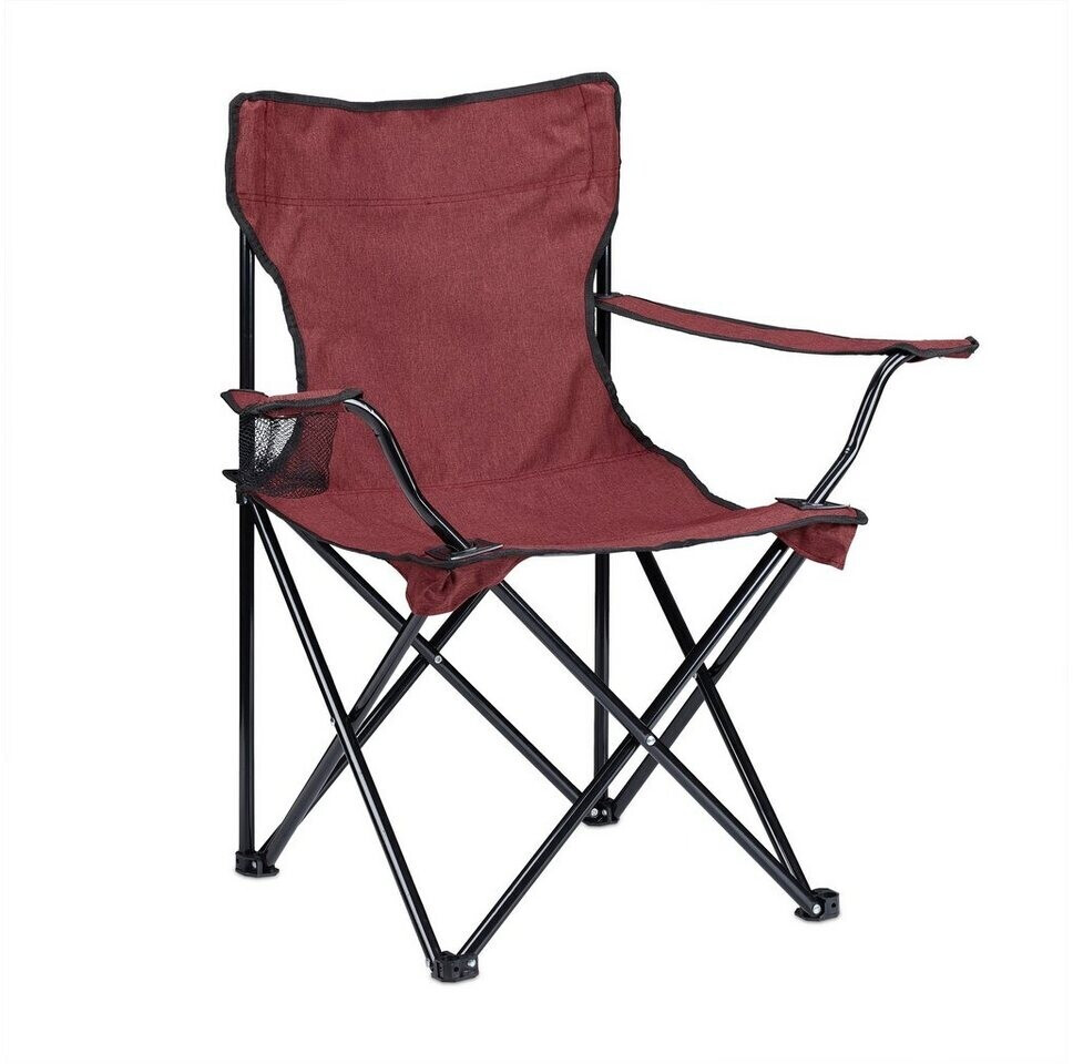 Relaxdays Camping Chair with Drink Holder red