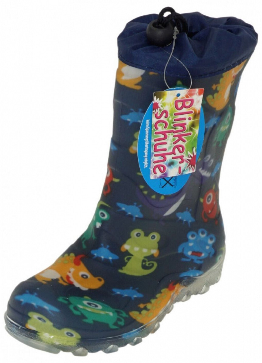 Beck Blinking Rubber Boots Kids Monsters blue