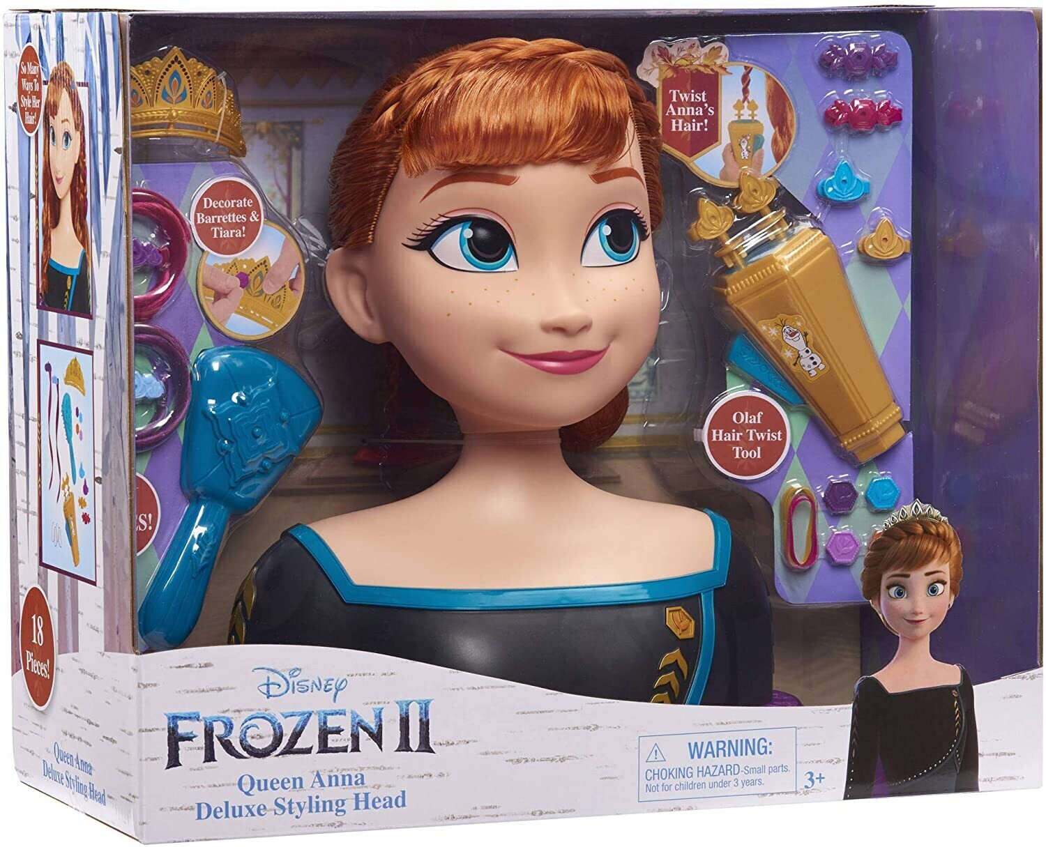 DISNEY Tête à coiffer Deluxe Elsa - Disney La reine des neiges 2, 18  Accessoires de Coiffure inclus pas cher 