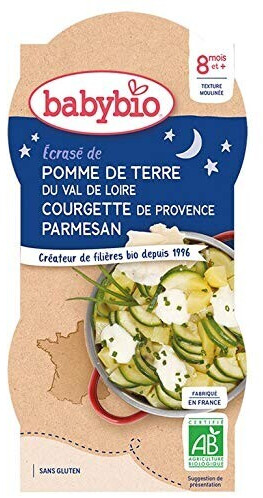 Babybio Menus du soir - Pomme de terre, courgette et parmesan (2x200 g)