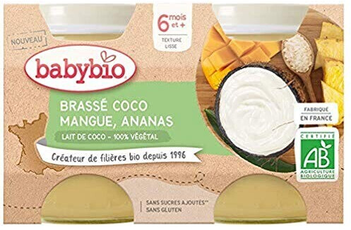 Babybio Desserts végétaux - Brassé coco, mangue, ananas (2x130 g)